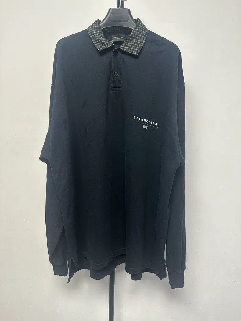 Balenciaga Balenciaga Solid color checkered collar long-sleeved Polo Size US M / EU 48-50 / 2 - 1 Thumbnail