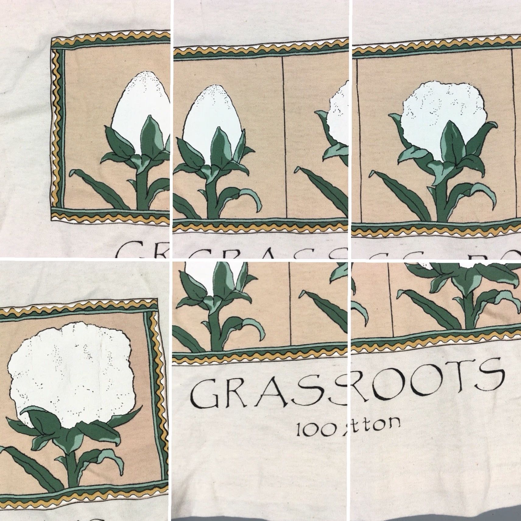 Vintage VTG Grass Roots Crop Top Graphic T Shirt One Size Made In USA Ivory Cotton Crew Neck Short Sleeve Women Shirt Size ONE SIZE - 7 Thumbnail