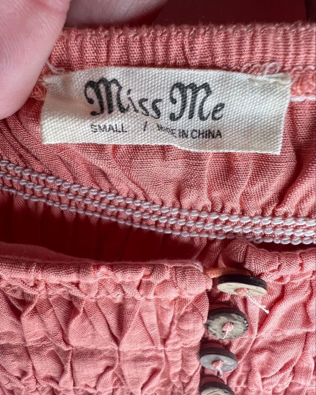 Miss Me Miss Me Coral Long Sleeve Smocked Tiered Peasant Blouse Size XS / US 0-2 / IT 36-38 - 2 Thumbnail