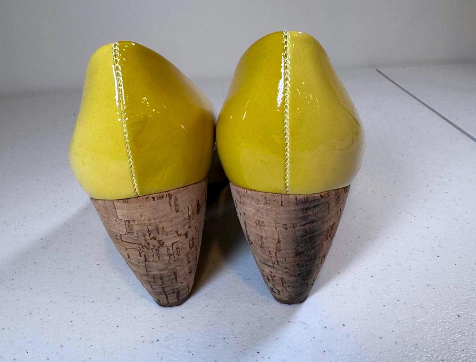 Designer Franco Sarto Yellow Wedge Heels Size US 10 / IT 40 - 3 Thumbnail
