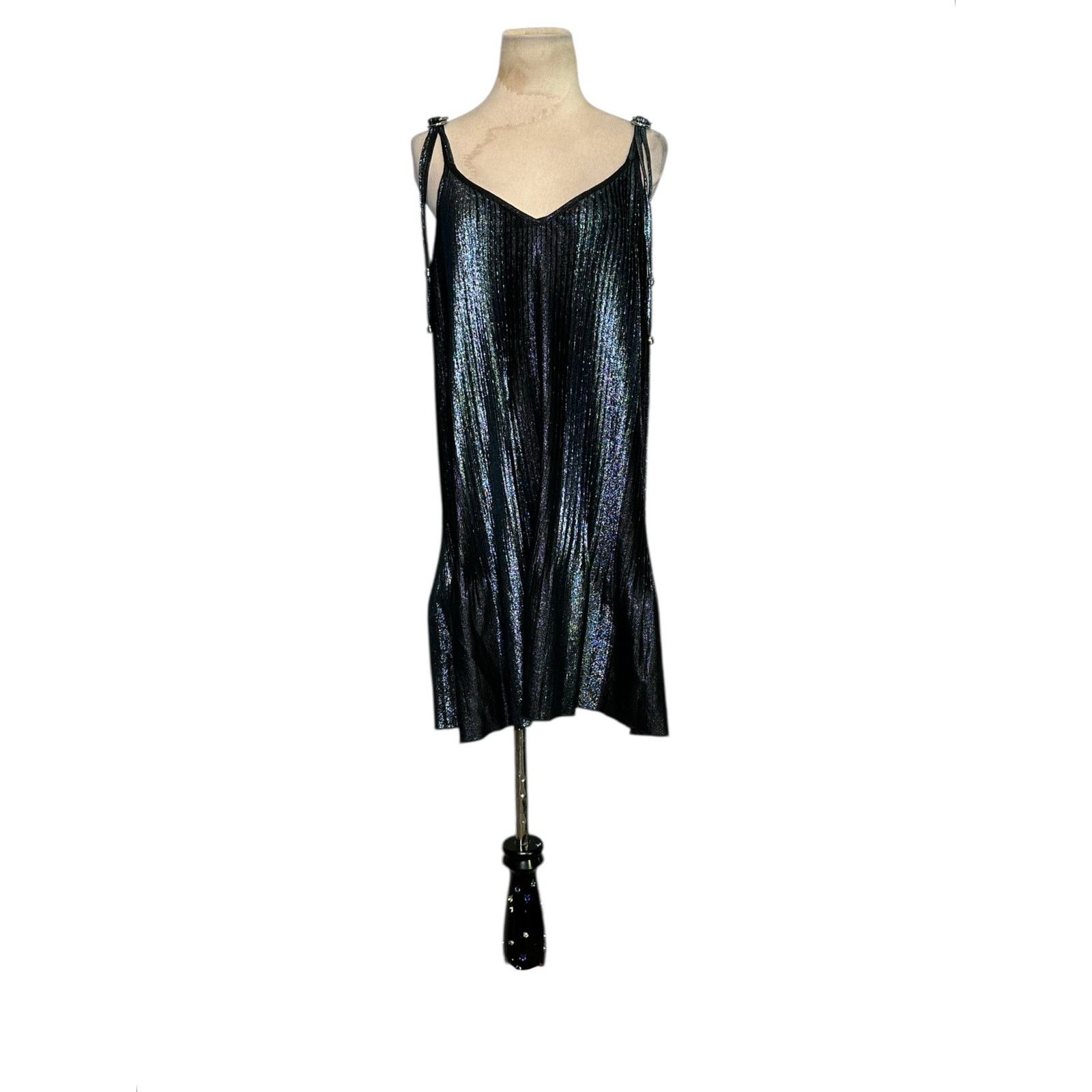 Adam Selman Adam Selman metallic pleated slip mini dress size Small Size S / US 4 / IT 40 - 19 Thumbnail