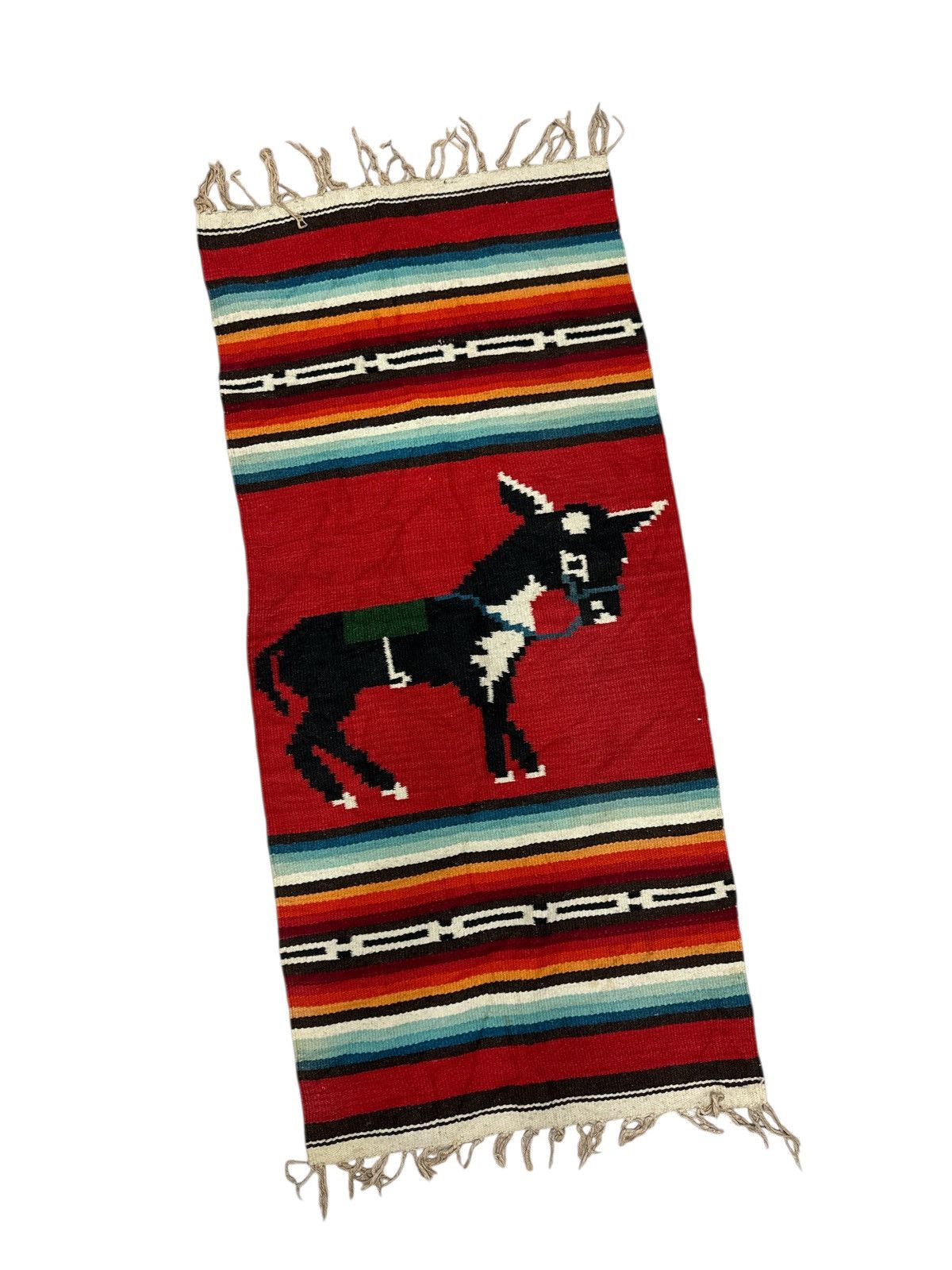 VINTAGE NAVAJO BURRO WALL HANGING WOVEN WOOL RUG CARPET