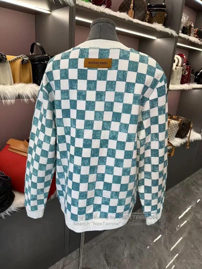 Louis Vuitton Louis Vuitton White and green checkerboard fleece sweatshi Size US L / EU 52-54 / 3 - 4 Thumbnail