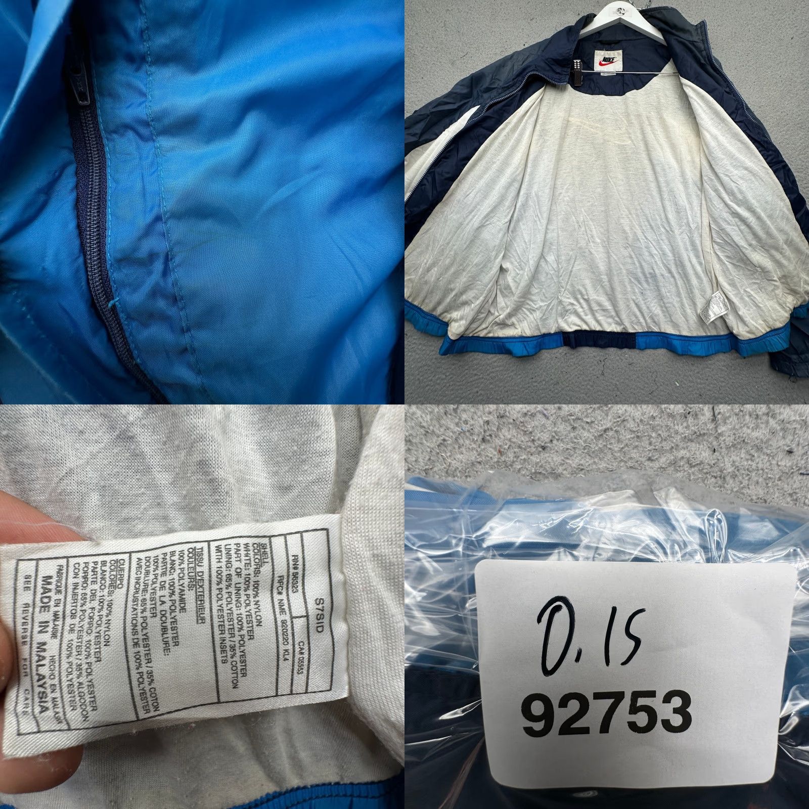 Nike VINTAGE Nike Windbreaker Jacket Lined Mens Large Blue Full Zip 90s Logo Jacket Size US L / EU 52-54 / 3 - 9 Thumbnail