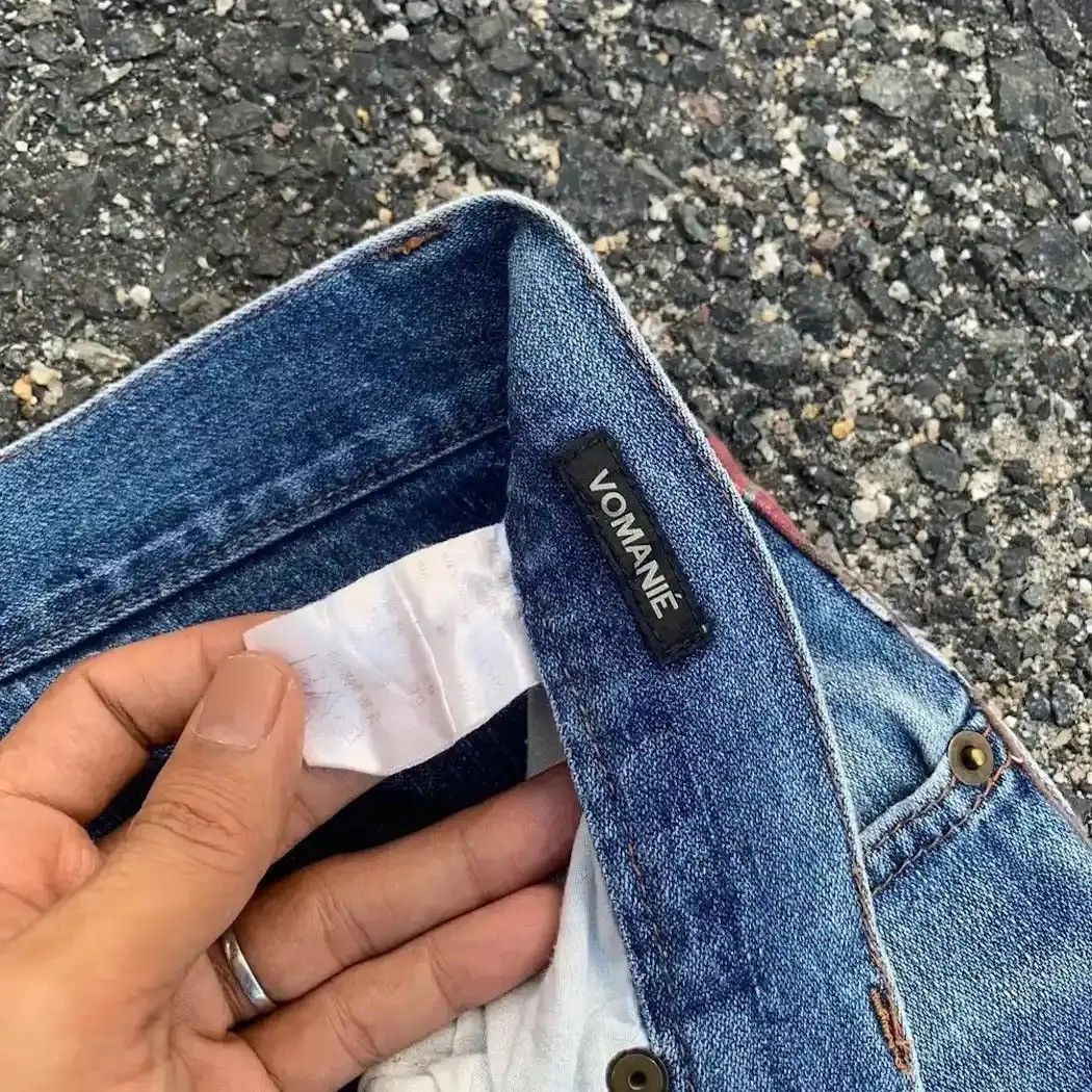 ANKLE PANTS JAPANESE VINTAGE DENIM FADED RIPPED CHECK PANTS