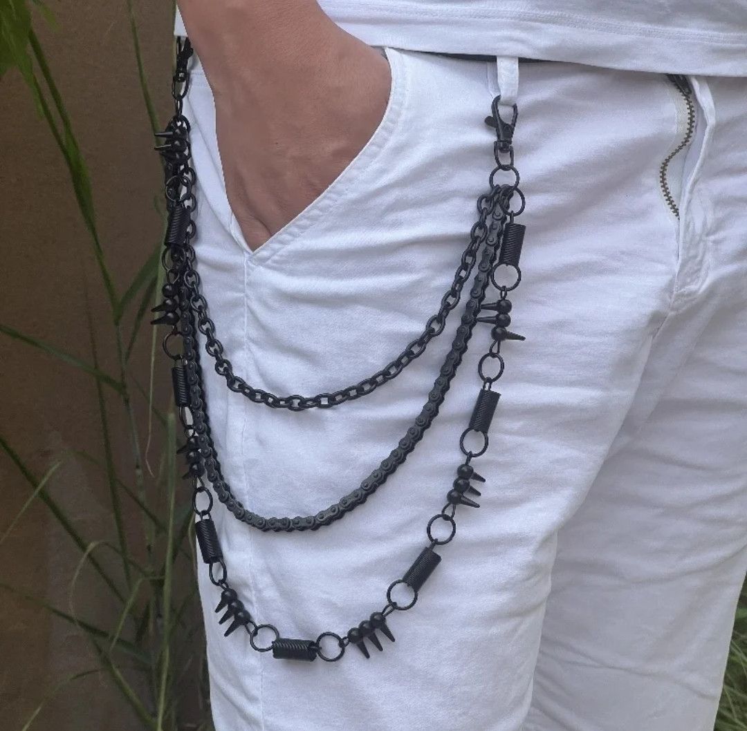 Japanese Brand Hip Hop Punk Pants Black Waist Chain Size ONE SIZE - 1 Thumbnail