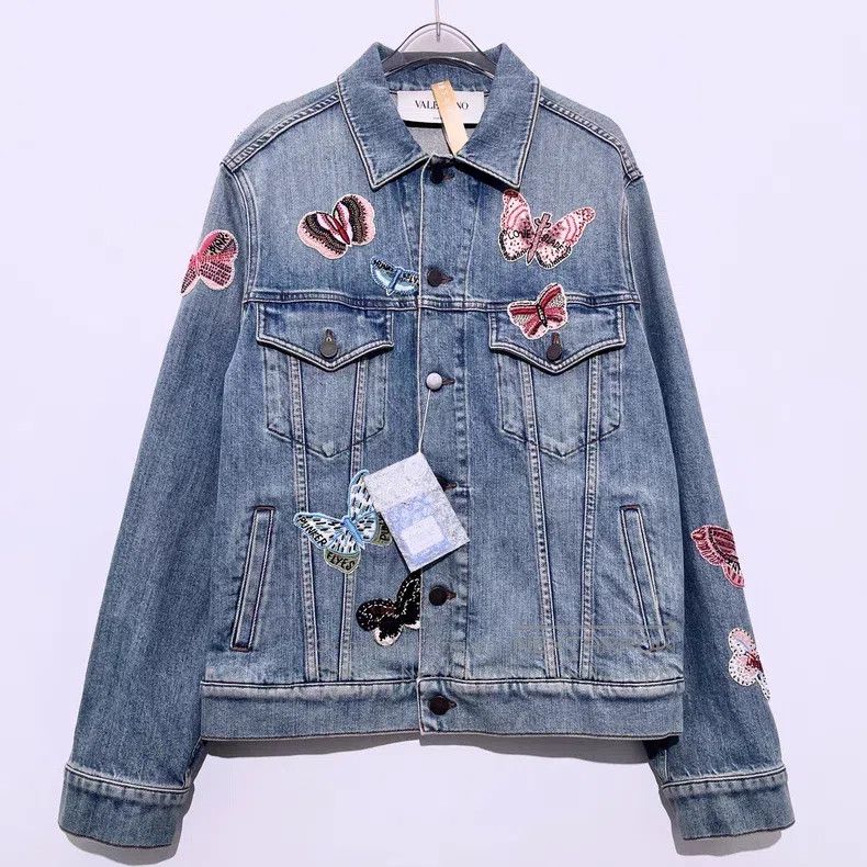 Valentino Valentino Heavy blue butterfly embroidered denim jacket Size XS / US 0-2 / IT 36-38 - 1 Thumbnail