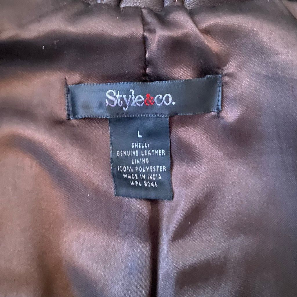 Other Style & Co women L genuine leather full zip satin lined jack Size L / US 10 / IT 46 - 7 Thumbnail