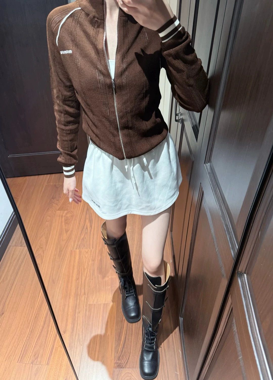 Miu Miu Miu Miu 25fw brown zipper knit cardigan used Size XS / US 0-2 / IT 36-38 - 7 Thumbnail