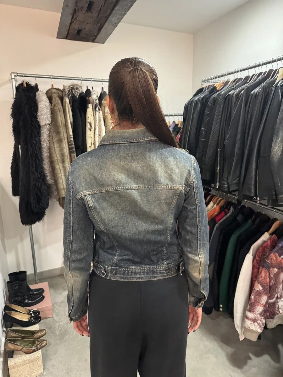 Dolce & Gabbana 2000s Dolce & Gabbana Grey Distressed Aged Denim Jacket Size XS / US 0-2 / IT 36-38 - 4 Thumbnail