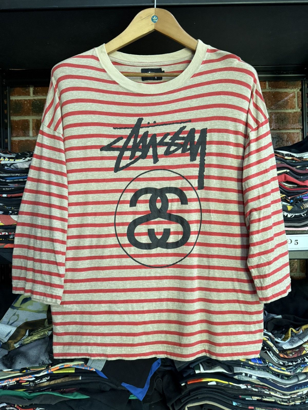 Stussy × Vintage Vintage Stussy Stripe 3Q Japan Grunge Tee Size US L / EU 52-54 / 3 - 1 Thumbnail
