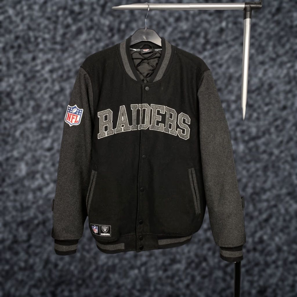 Vintage Raiders NFL Wool Bomber Jacket Varsity Size L Mens Black Size US L / EU 52-54 / 3 - 1 Thumbnail