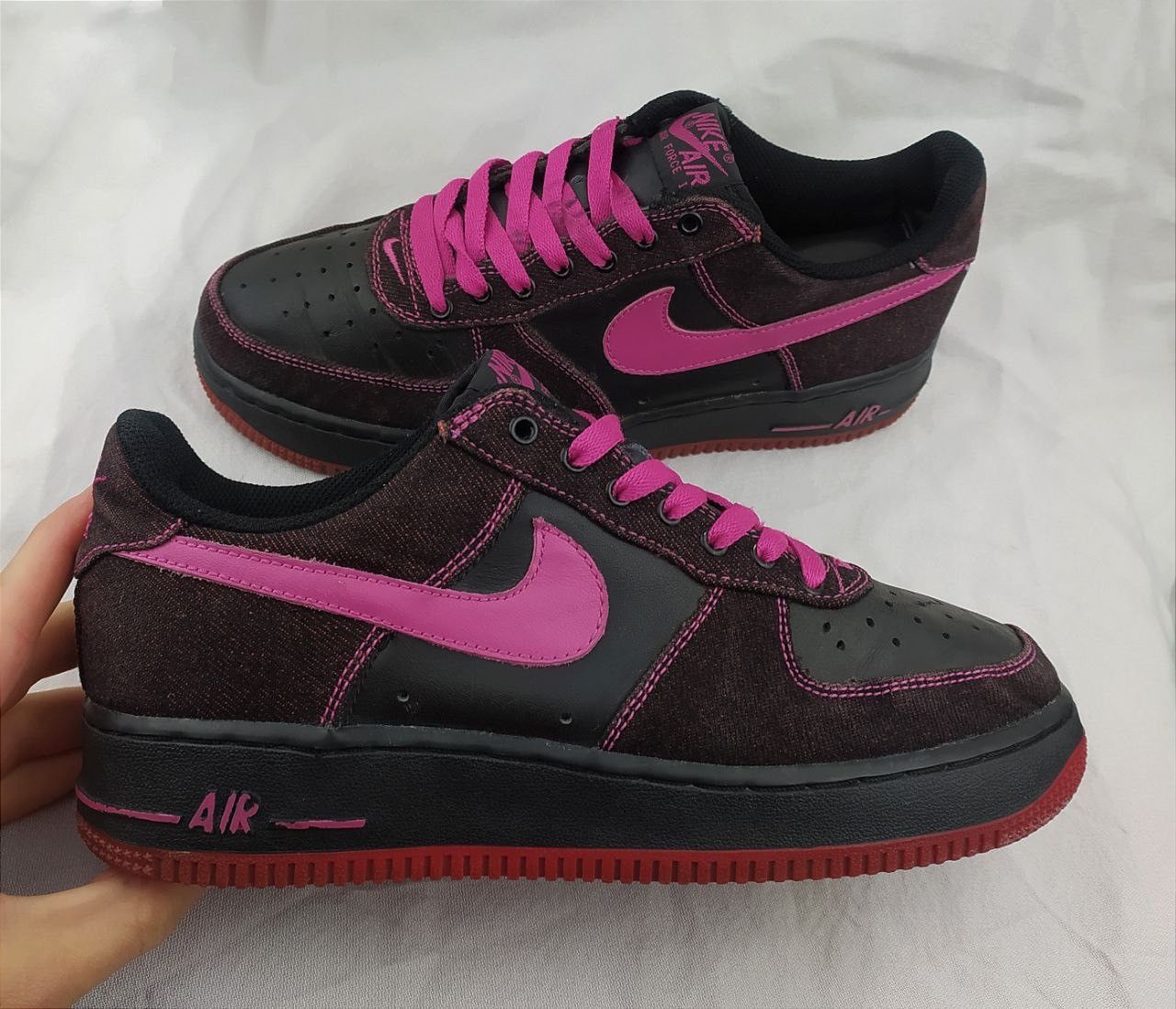 Nike Rare Vintage Nike Air Force 1 Pink/ Violet Denim 8Us/39 Eur Size US 8 / IT 38 - 1 Thumbnail