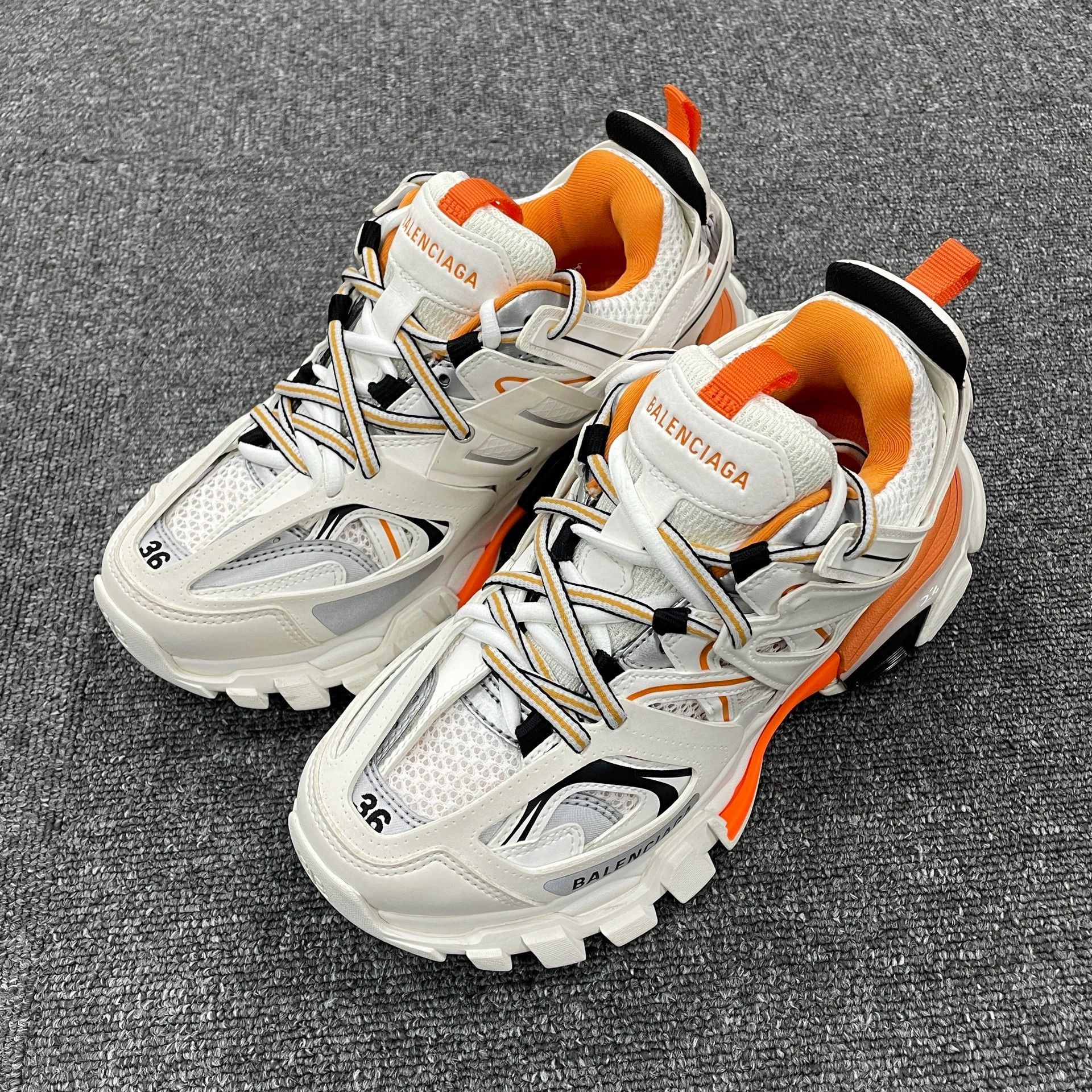 Balenciaga Balenciaga Track 1.0 Low Top Sneaker Women's White Orange 36 Size US 5.5 / IT 35.5 - 1 Thumbnail