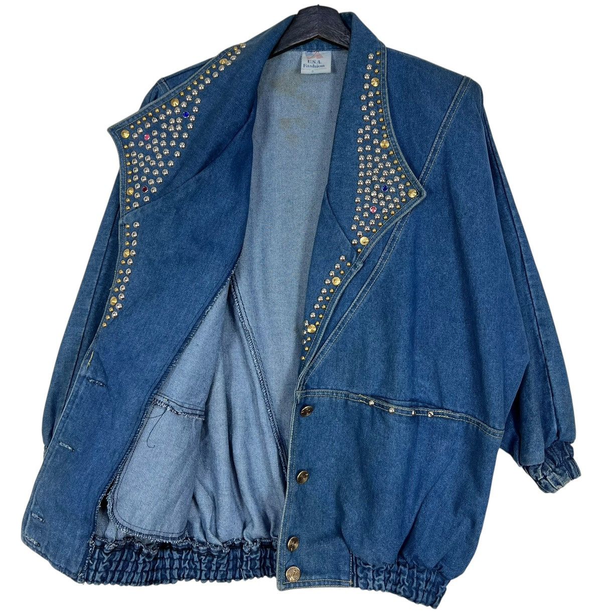 Custommade 80s Vintage Bedazzed Rhinestones Stranger Things Jacket Size S / US 4 / IT 40 - 3 Thumbnail