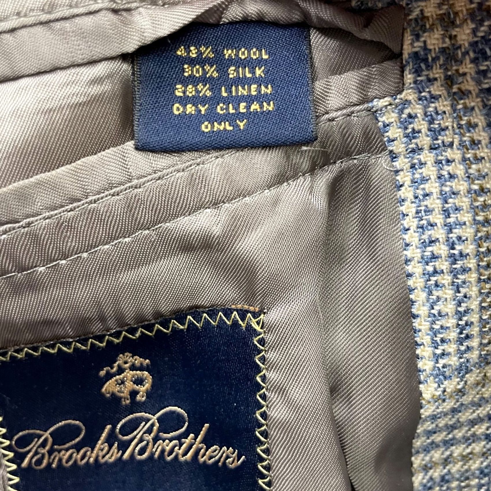 Brooks Brothers Brooks Brothers Men's Wool/Silk/Linen Blazer Blue/Gray Houndstooth Italy 41S Size 42R - 6 Thumbnail