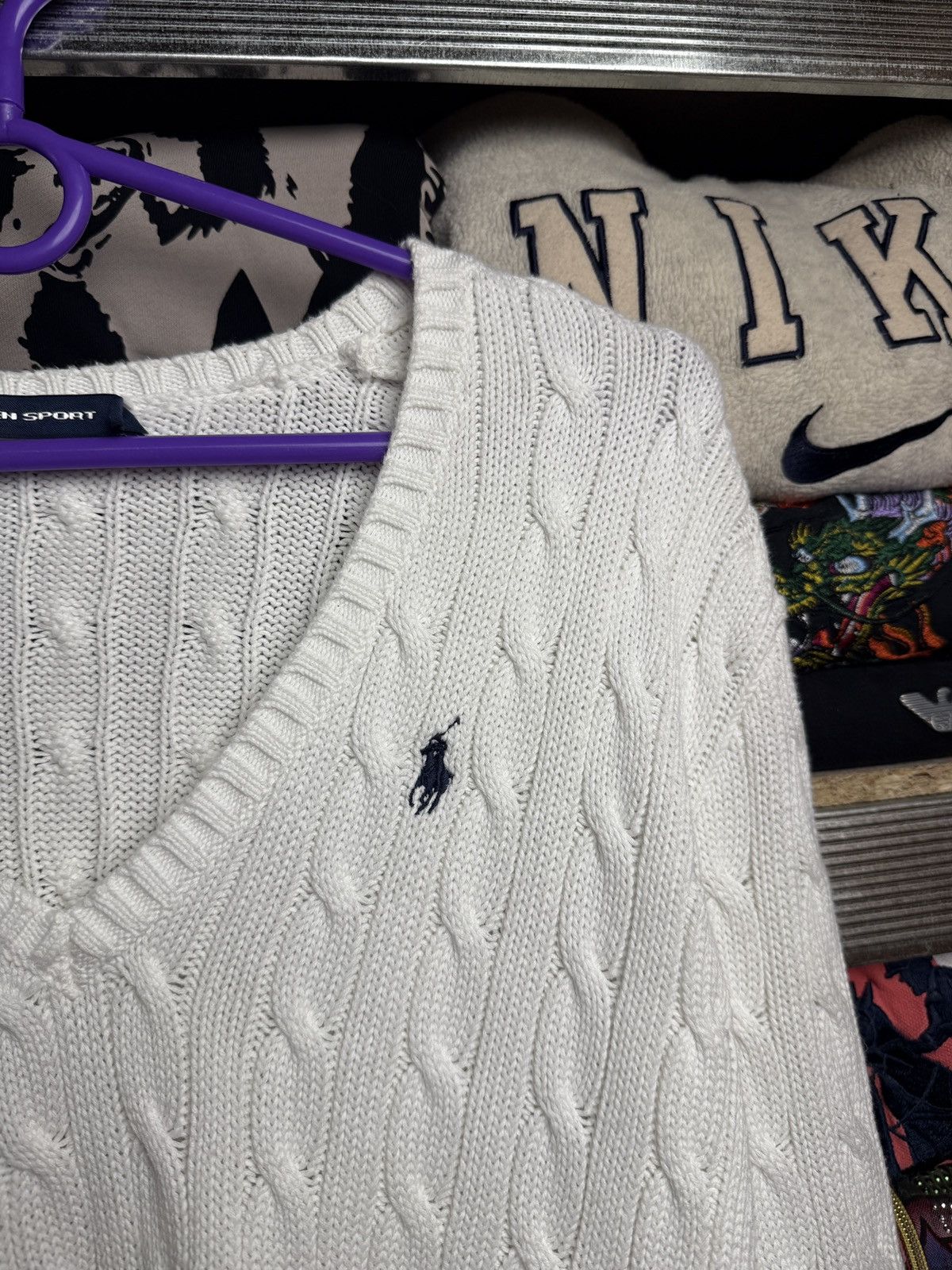 Polo Ralph Lauren RALPH LAUREN White Sweater V-neck Size XL / US 12-14 / IT 48-50 - 4 Thumbnail
