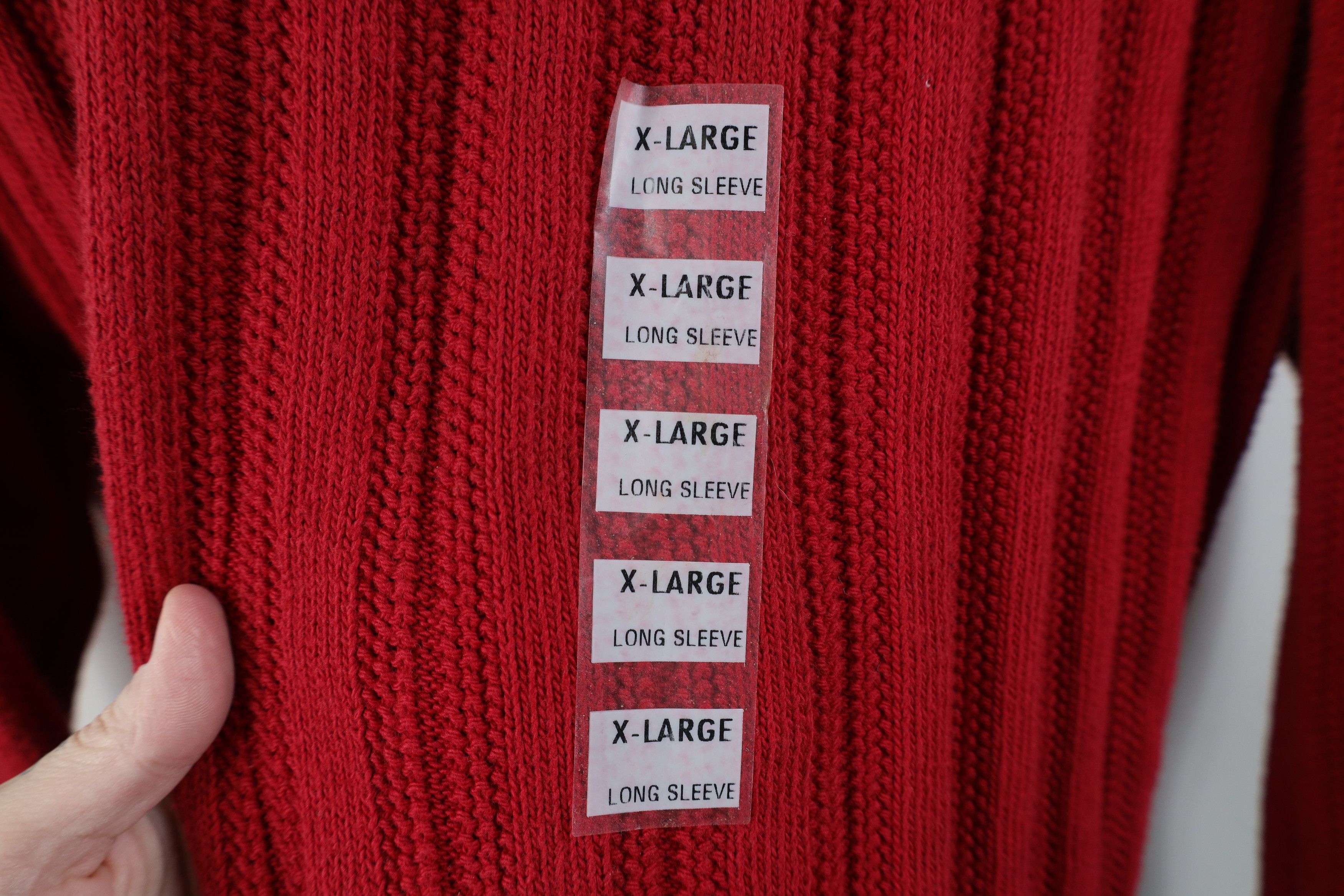 Vintage Deadstock Vintage 90s Streetwear Ribbed Knit Sweater Red USA Size US XL / EU 56 / 4 - 4 Thumbnail