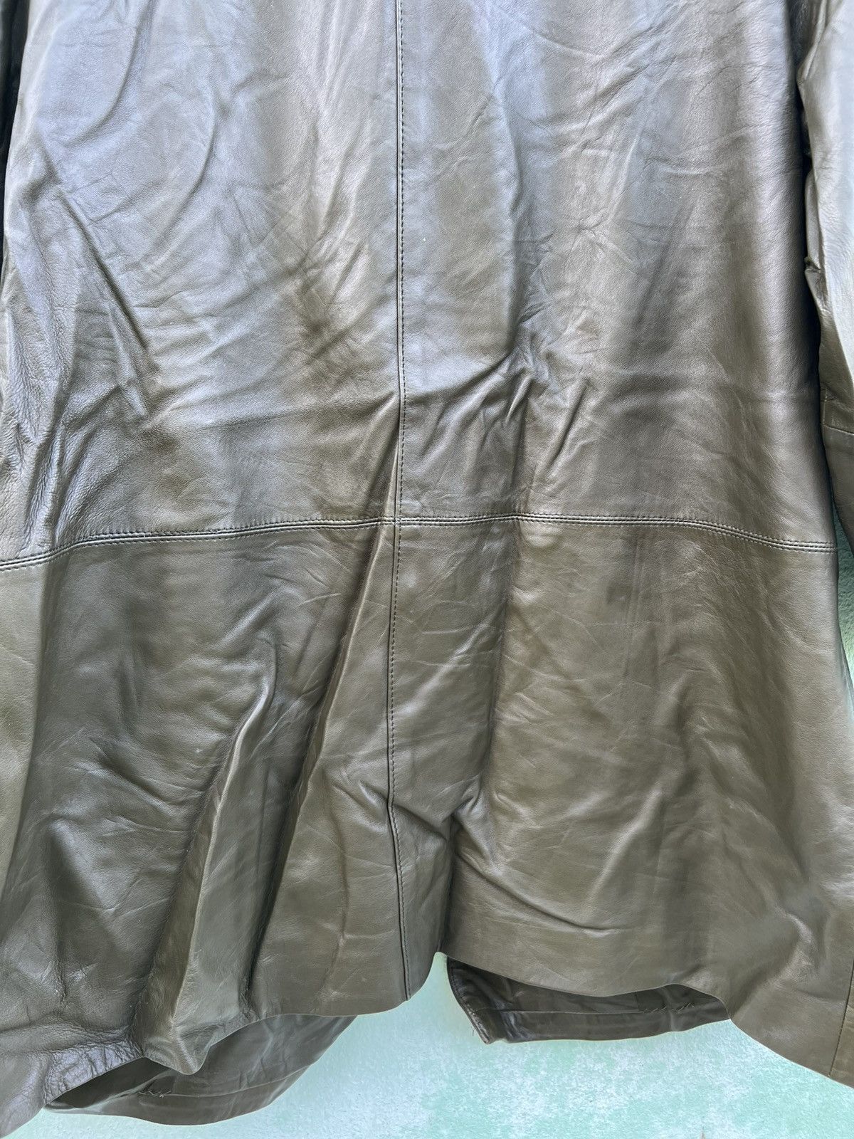 Japanese Brand Vintage Marie Claire Paris Pleated Leather Jacket OliveGreen Size US L / EU 52-54 / 3 - 23 Thumbnail