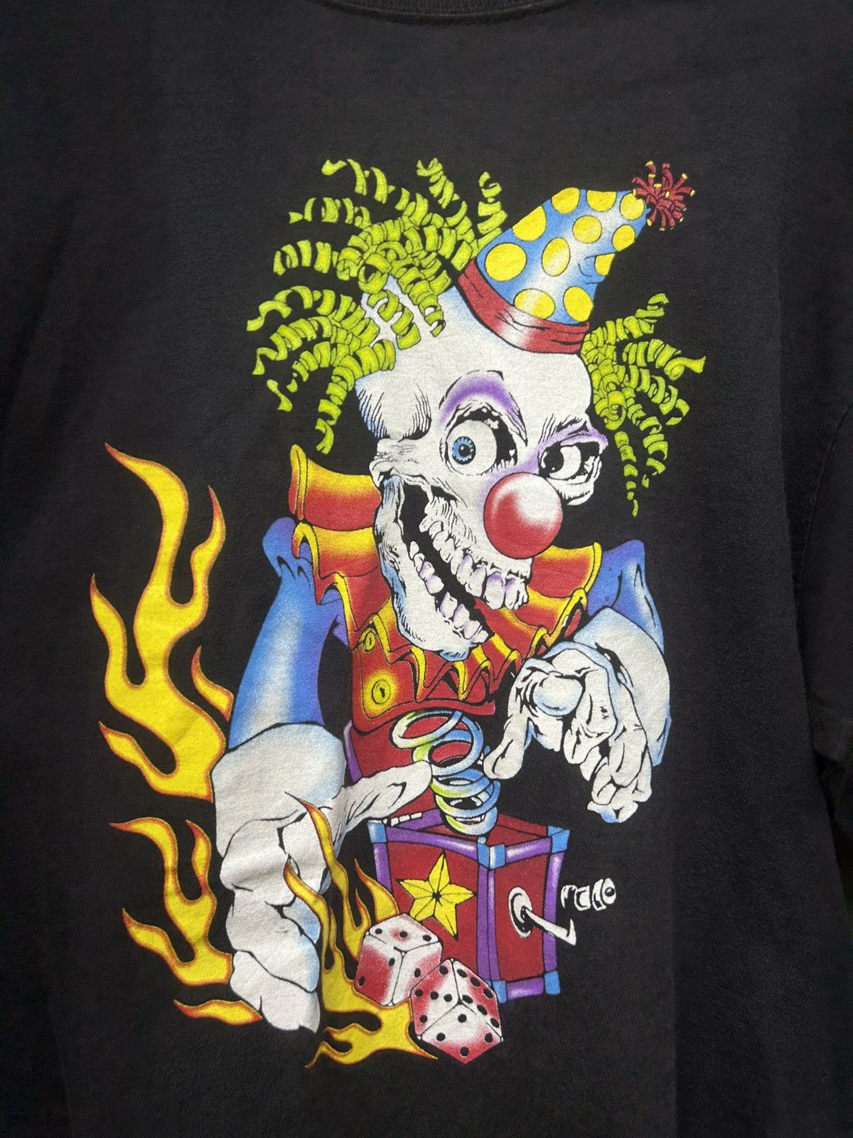 Vintage 90s Jack in the Box Clown Throwing Dice Flame Longsleeve Size US L / EU 52-54 / 3 - 3 Thumbnail