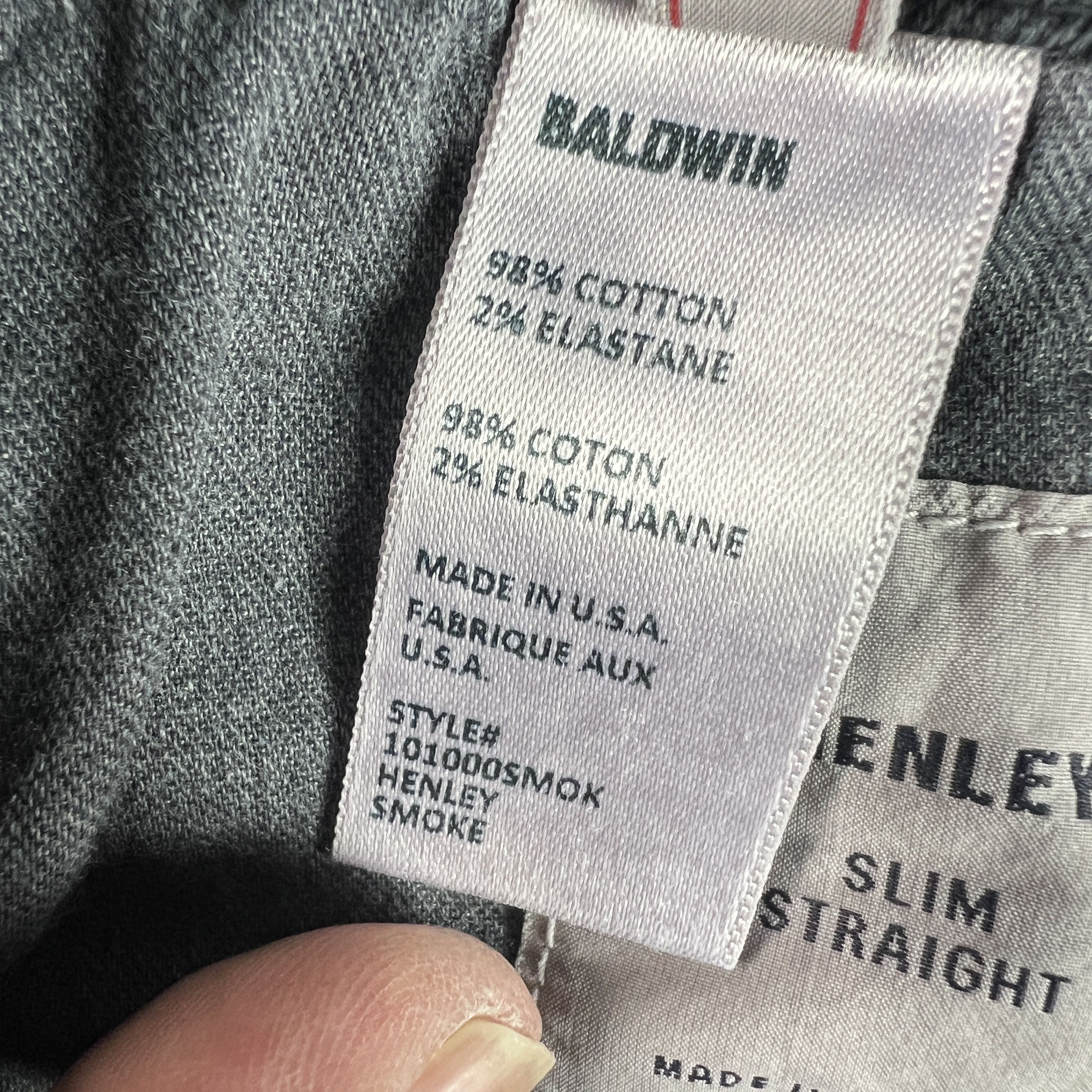 Baldwin Baldwin Jeans Henley Slim Straight Dark Grey Stretch Denim Size US 37 - 11 Thumbnail
