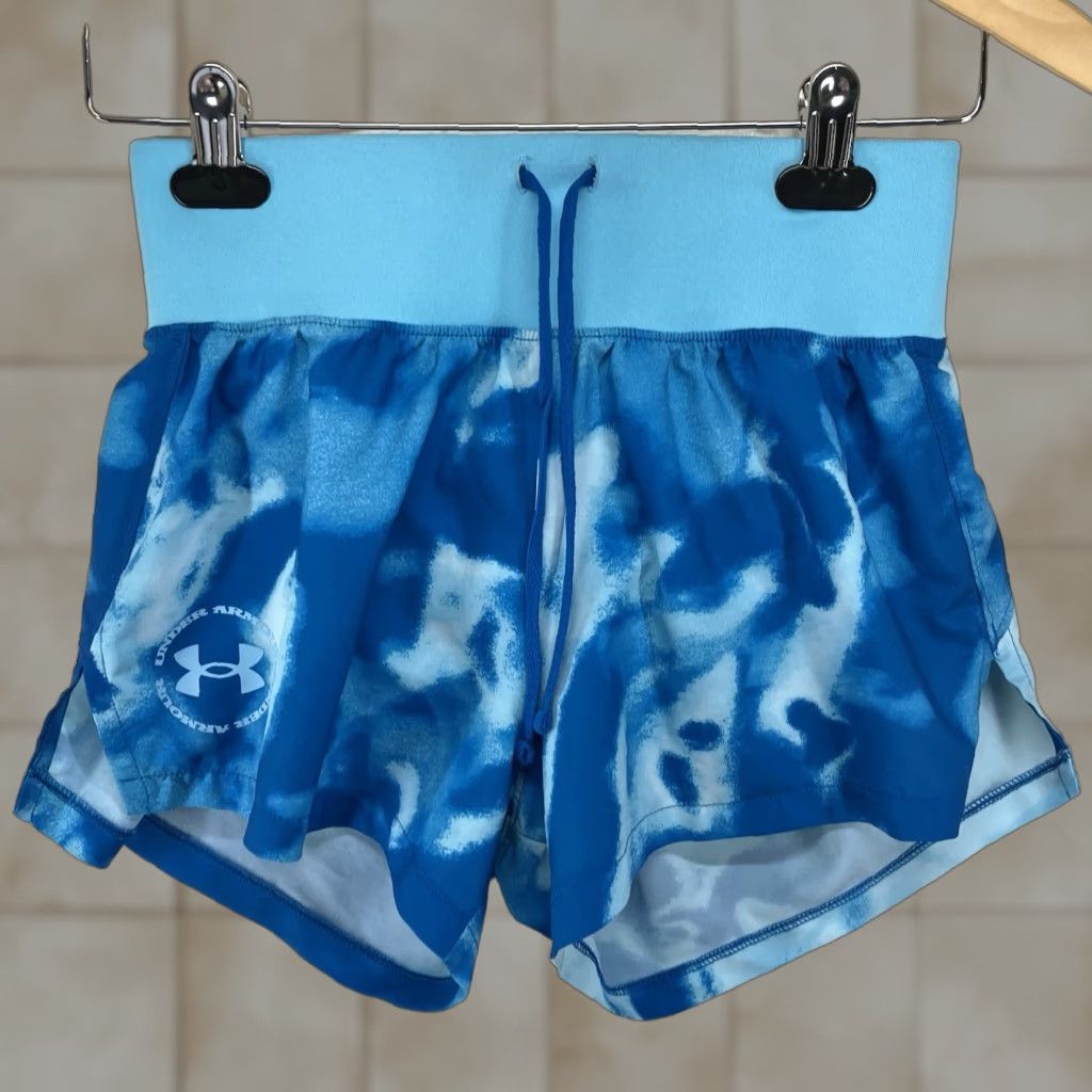 Under Armour Under Armour Fitness Shorts Women XS Tie Dye Blue Elastic Waist Breathable Lightweight Pockets Zip Pocket Running Jogging Size 26" / US 2 / IT 38 - 1 Thumbnail