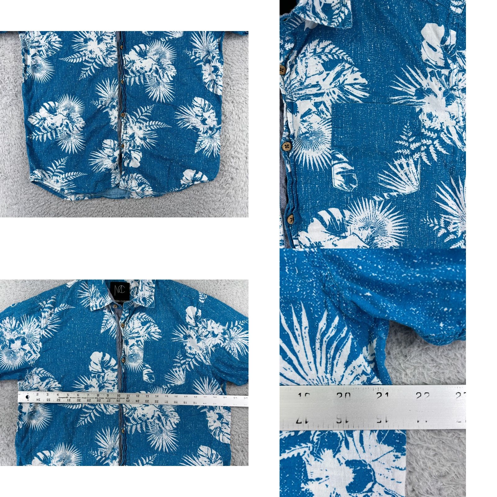 Vintage Modern Culture Shirt Mens XL Blue Floral Palm Print Hawaiian Cotton Size US XL / EU 56 / 4 - 8 Thumbnail