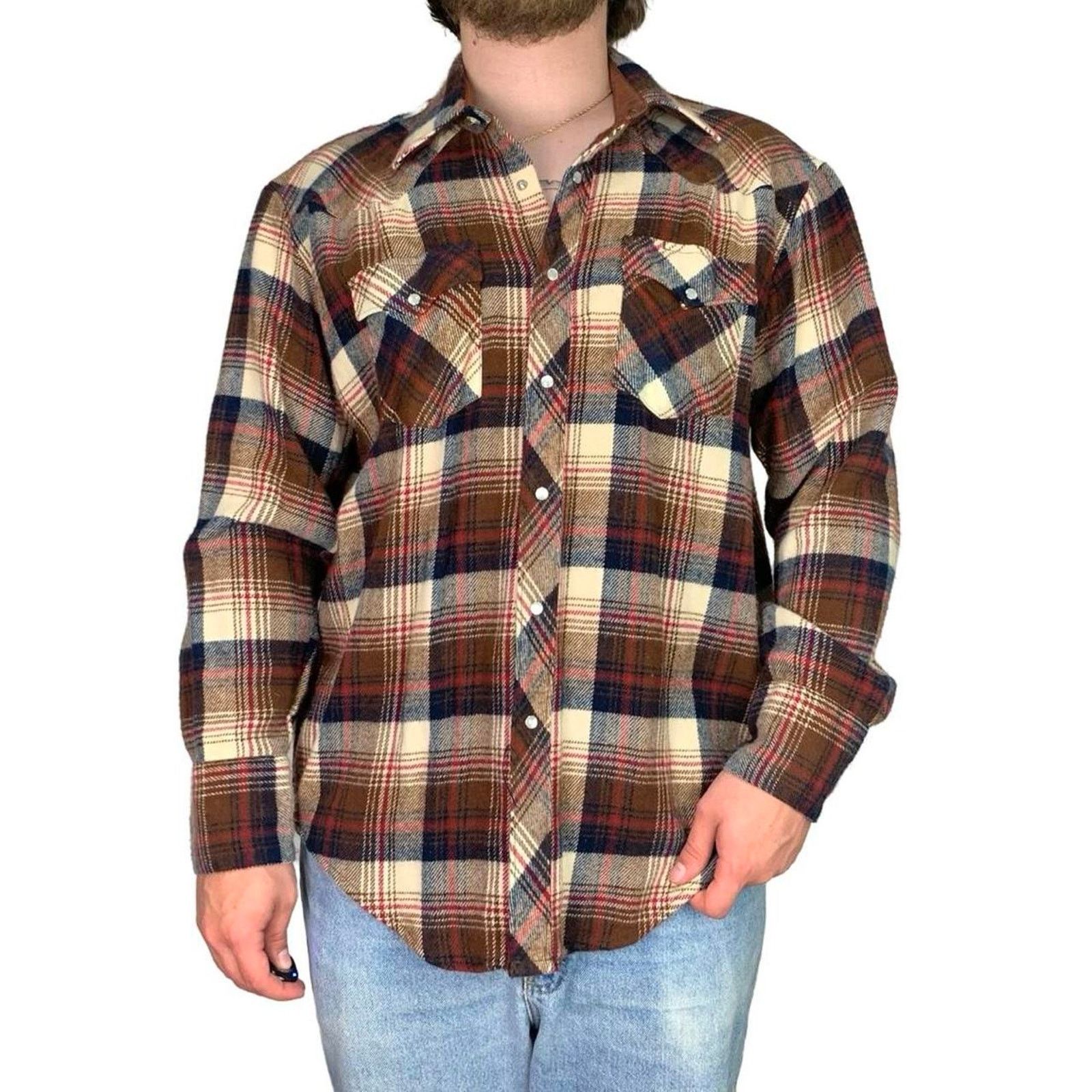 Vintage Vintage 90s Western Pearl Snap Flannel Button Up Shirt Size US XL / EU 56 / 4 - 3 Thumbnail