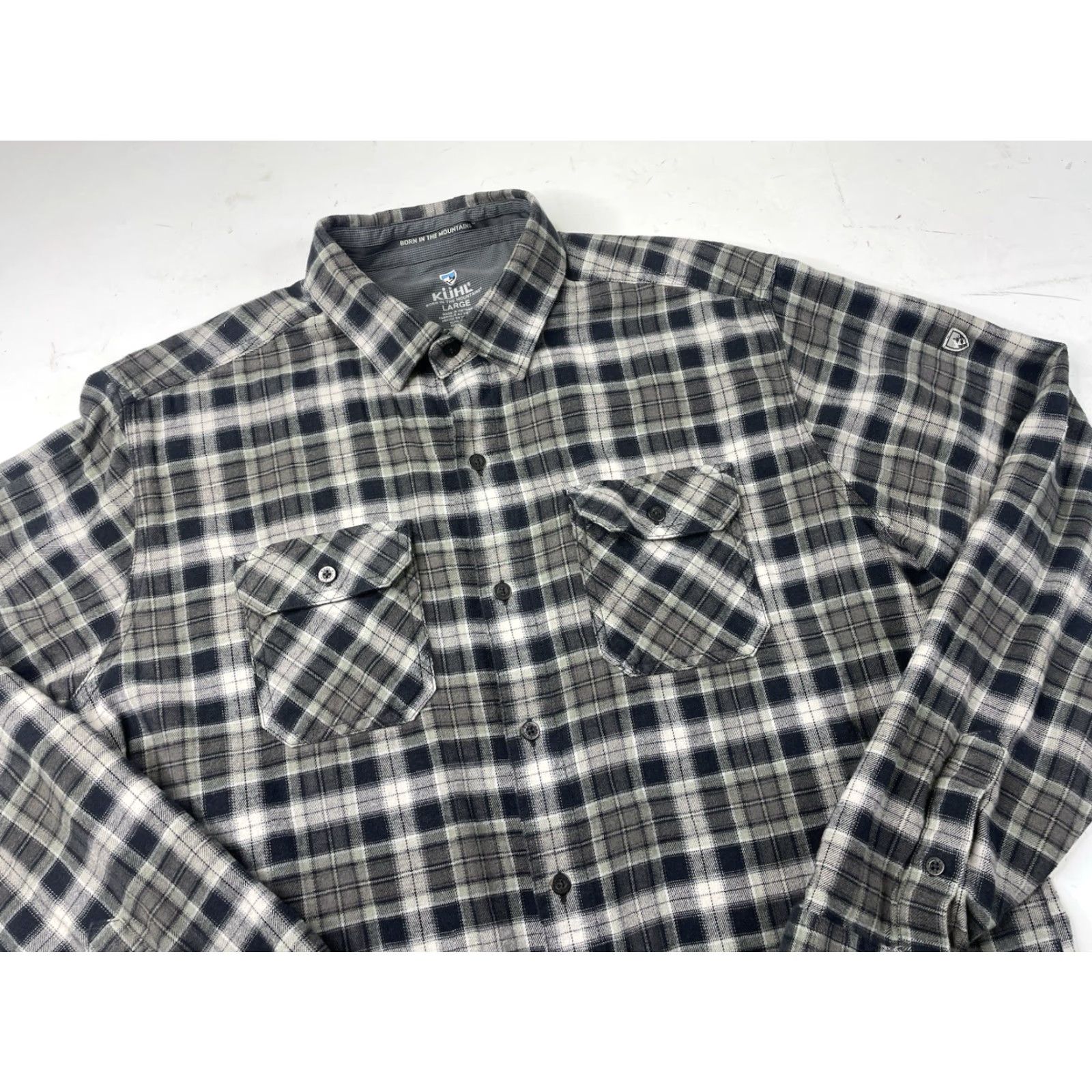 Vintage Kuhl Mens Large Dillinger Flannel Shirt Gray Plaid Button Long Sleeve 7186 Size US L / EU 52-54 / 3 - 2 Thumbnail