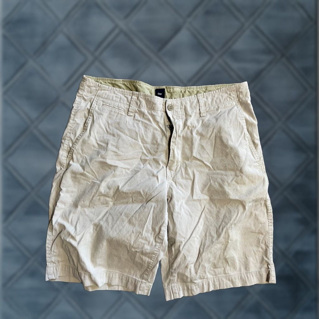Gap GAP Khakis Beige Pinstripe SHORTS Men’s 36 Chino Flat Front Regular Stretch Waistband 5 Pockets Gap Flex Casual Workwear Vintage: No Size US 36 / EU 52 - 1 Thumbnail