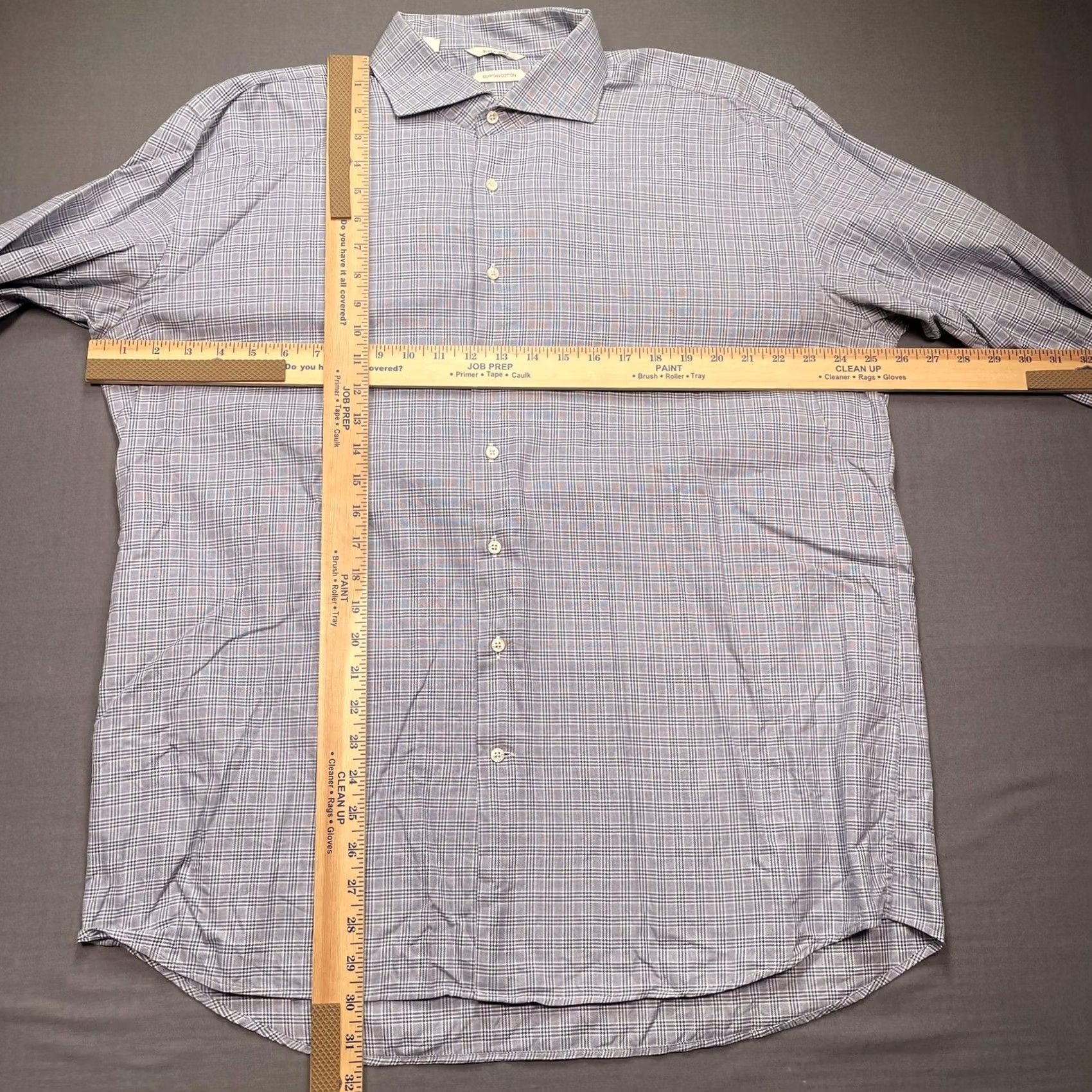 Suitsupply Suitsupply Shirt Mens XL Blue Check Long Sleeve Button-Up Egyptian Cotton Size US XL / EU 56 / 4 - 3 Thumbnail