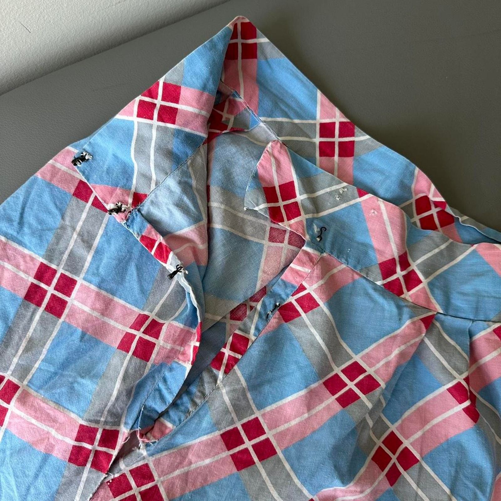 Vintage Vintage 60s 70s Hand Made Plaid Checkered Long A-Line Skirt Size 23" - 6 Thumbnail