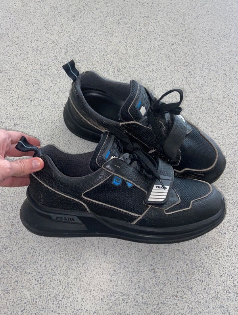 Prada mechano leather sneakers