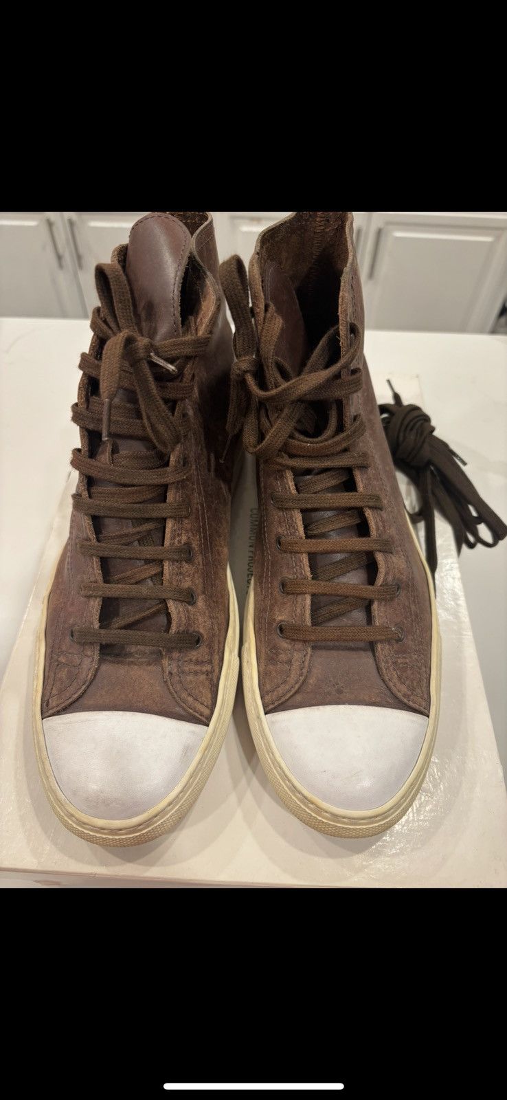 Common Projects Common Projects - Hi Tops Shell Toe Brown leather cream Size US 8.5 / EU 41-42 - 6 Thumbnail
