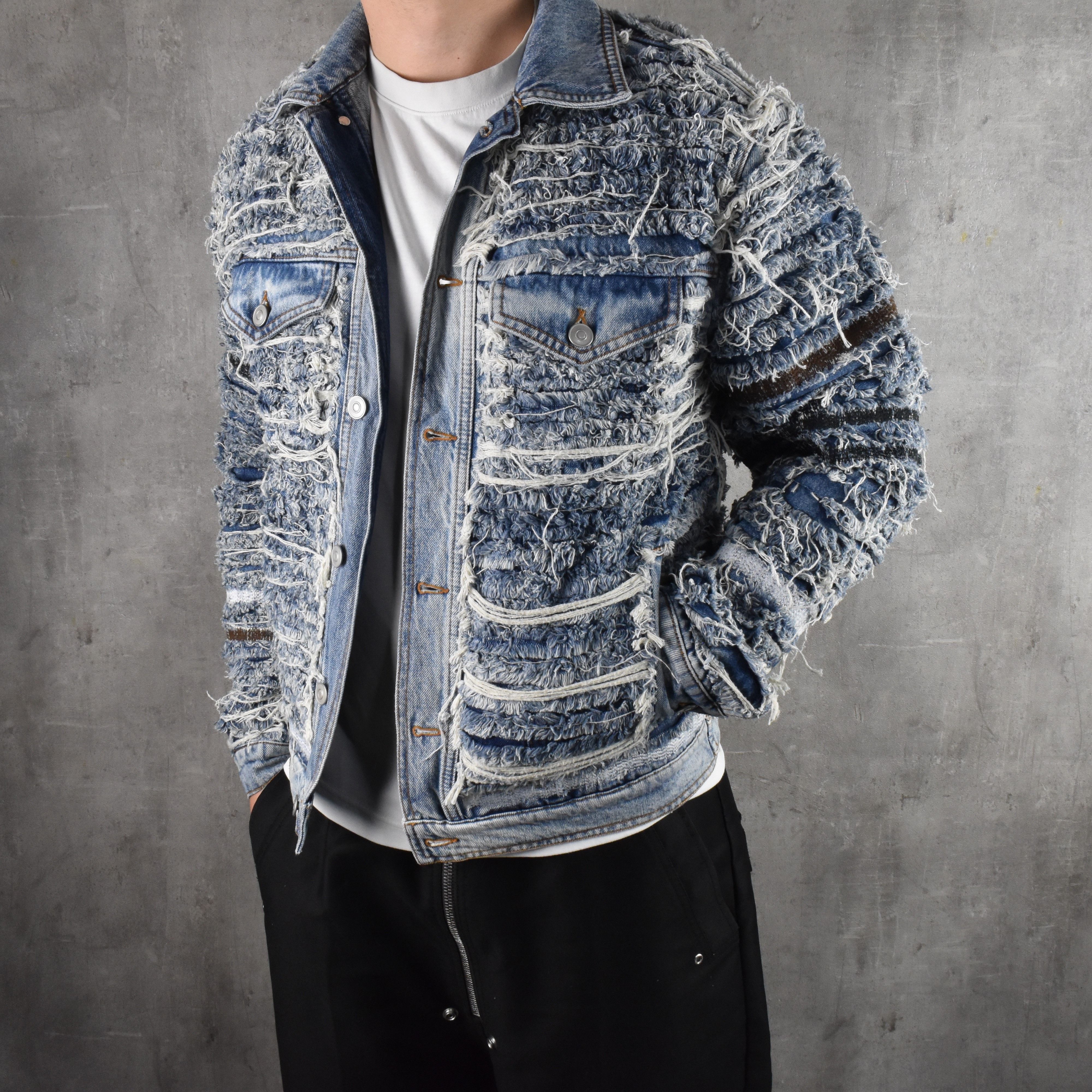 1017 ALYX 9SM × Blackmeans 1017 ALYX 9SM BLACKMEANS Shredded Denim Distressed Jacket Size US M / EU 48-50 / 2 - 2 Thumbnail