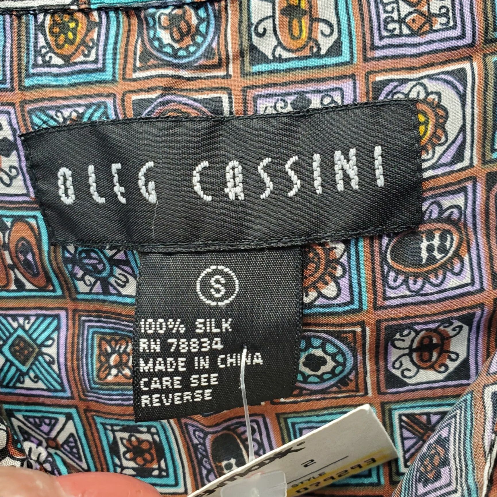 Oleg Cassini Oleg Cassini Shirt Mens Small Multicolor Mosaic Pattern Pocket Collared Button Down Size US S / EU 44-46 / 1 - 4 Thumbnail