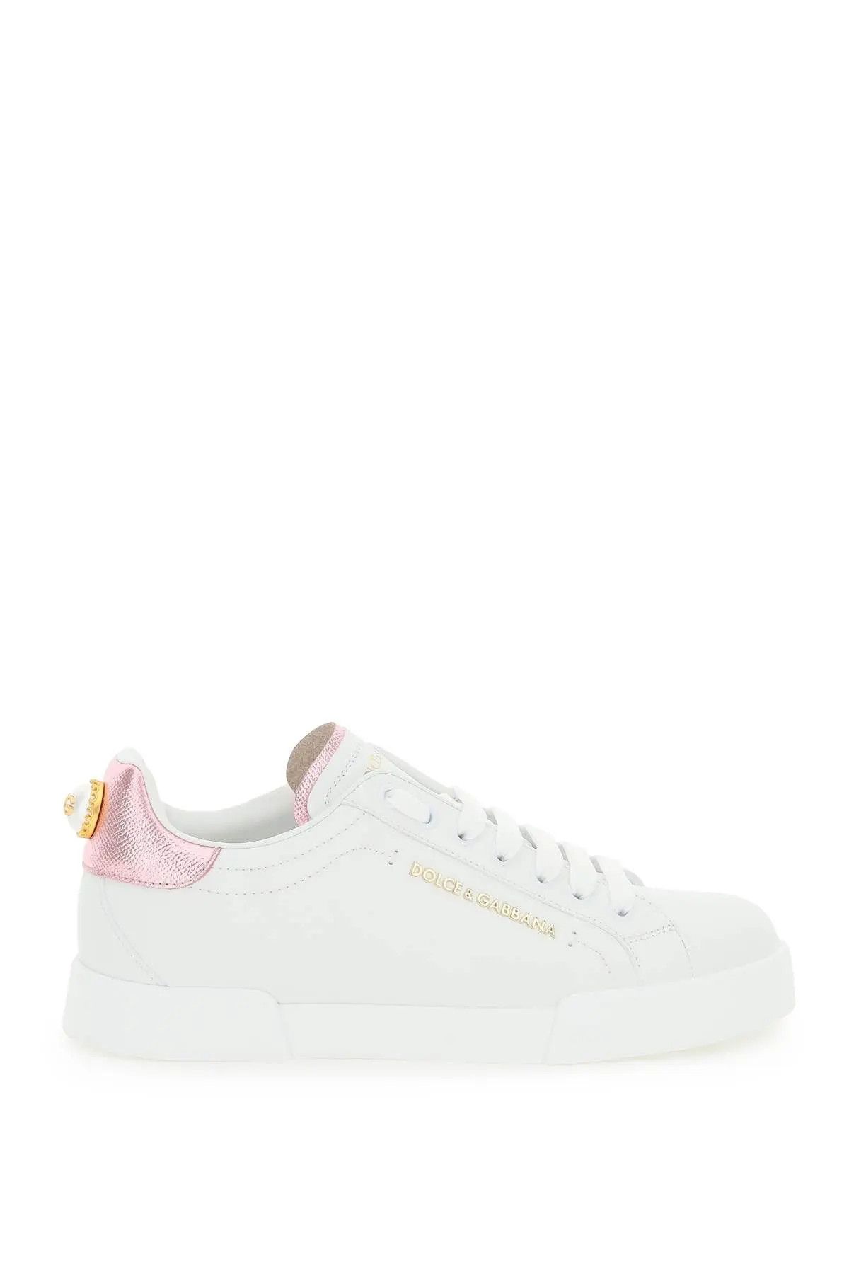 image of Dolce Gabbana O1S22I1N1223 Portofino Sneakers In White Pink, Women's (Size 9)