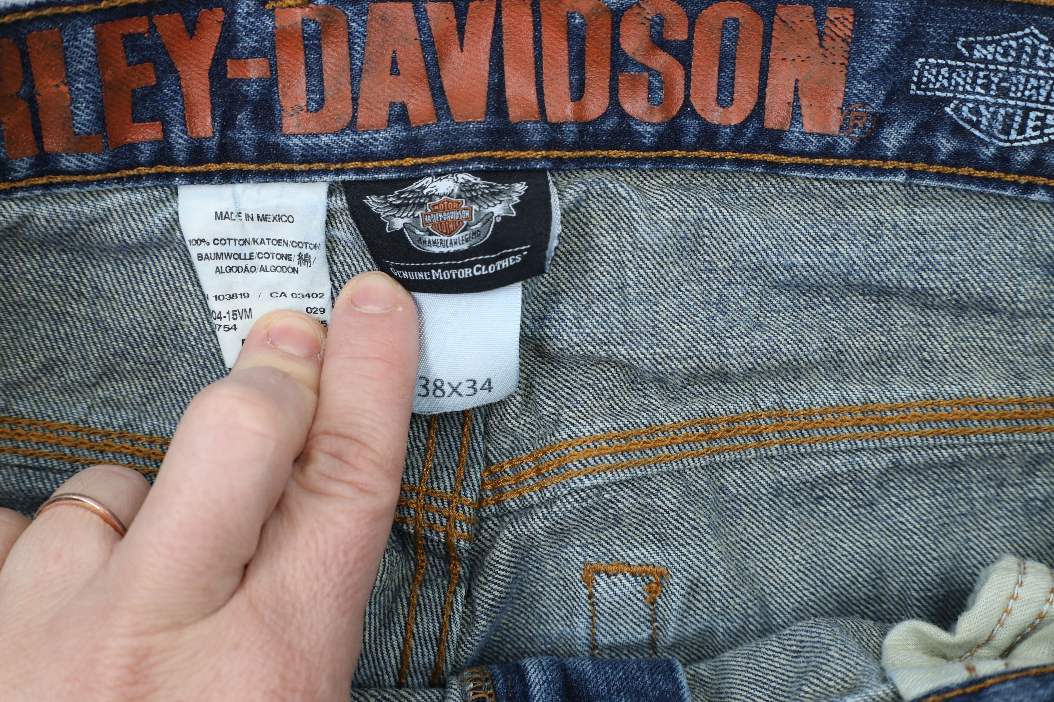 Harley Davidson × Vintage Vintage Harley Davidson Spell Motorcycle Denim Jeans Blue Size US 38 / EU 54 - 8 Thumbnail