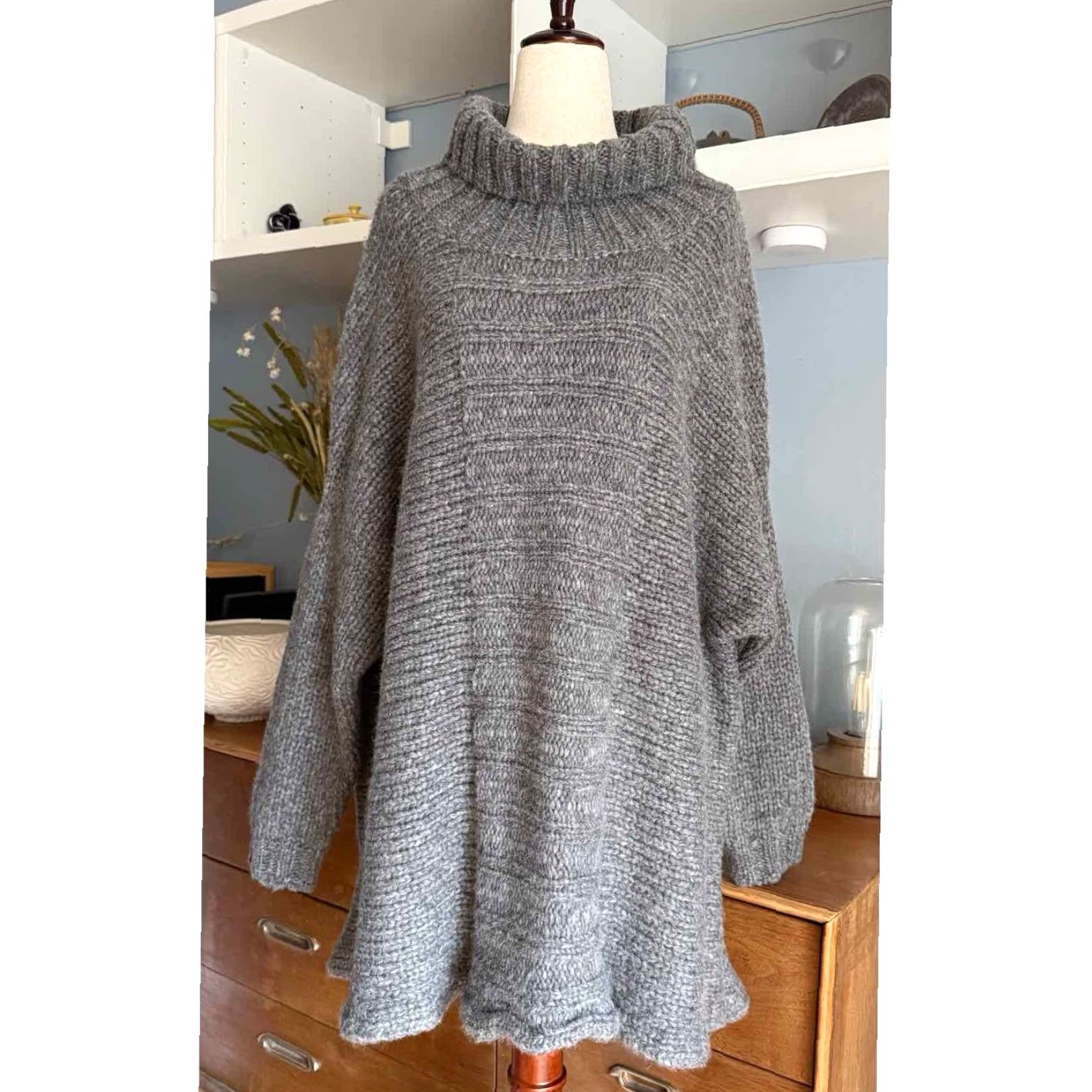 Vintage VINTAGE Kristensen Du Nord Chunky Knit Wool Sweater Turtleneck Lagenlook Grey Sz 2/M Womens Pull Over 82% wool, 18% nylon Size XS / US 0-2 / IT 36-38 - 2 Thumbnail