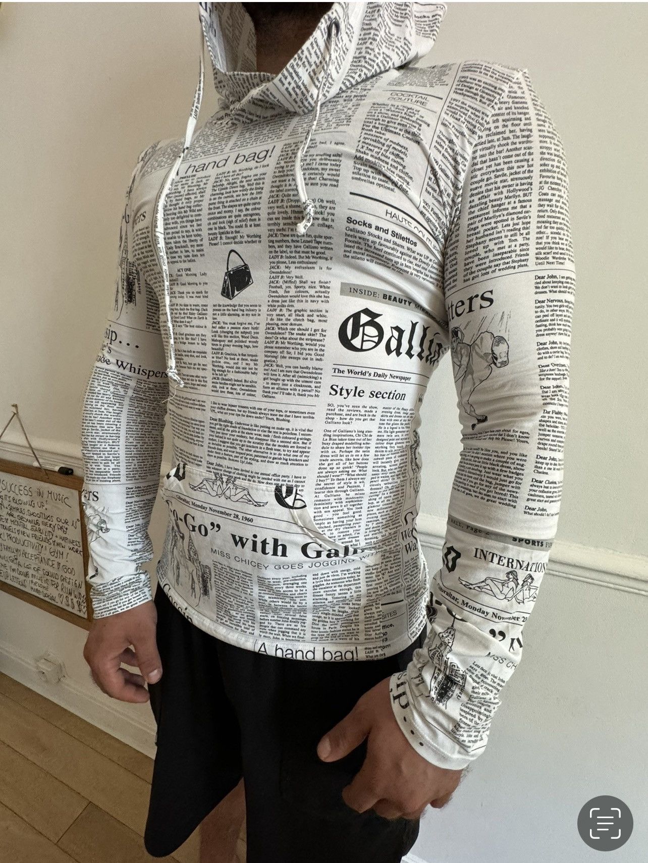 John Galliano John Galliano Gazette Newspaper Hoodie y2k