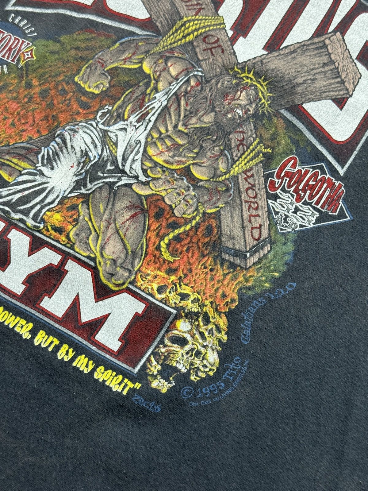 Vintage *RARE* VINTAGE 1995 90s LORD’S GYM GOD BODYBUILDING T-SHIRT Size US XXL / EU 58 / 5 - 9 Thumbnail