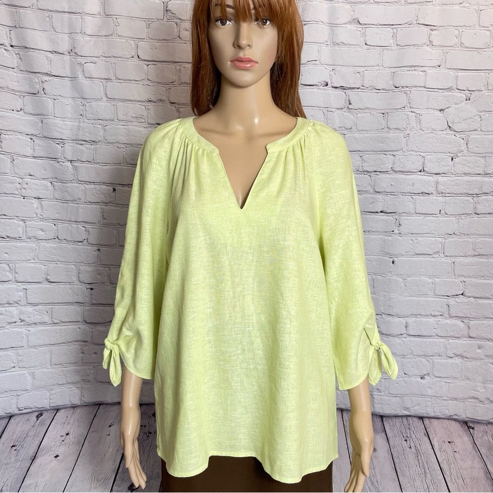Jones New York NWT New $80 Jones New York Tie Cuff Linen-Blend Celadon Tun Size M / US 6-8 / IT 42-44 - 2 Thumbnail