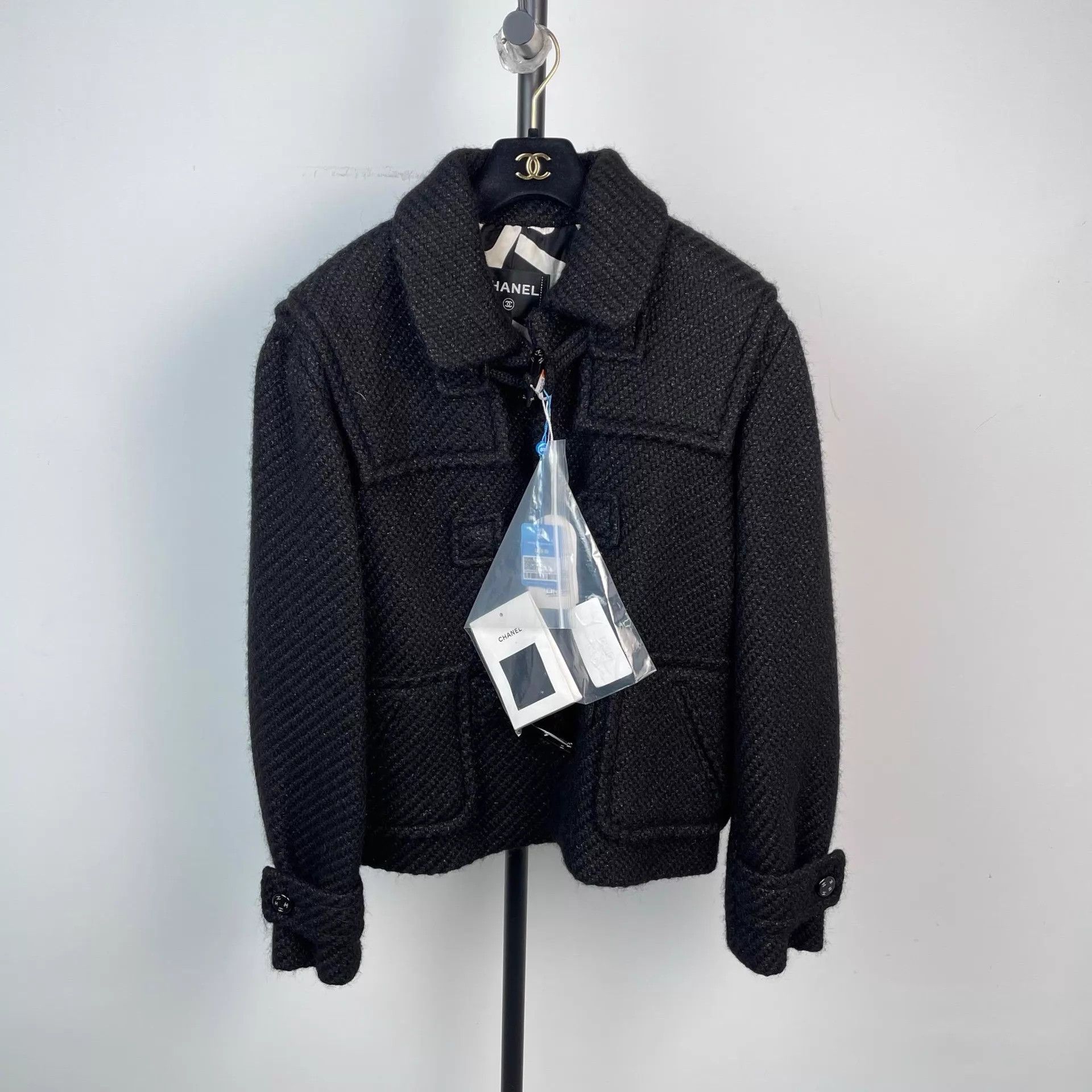 Chanel Chanel 21B Black Hooded Preppy Wool Horn Button Jacket 38 Size S / US 4 / IT 40 - 1 Thumbnail