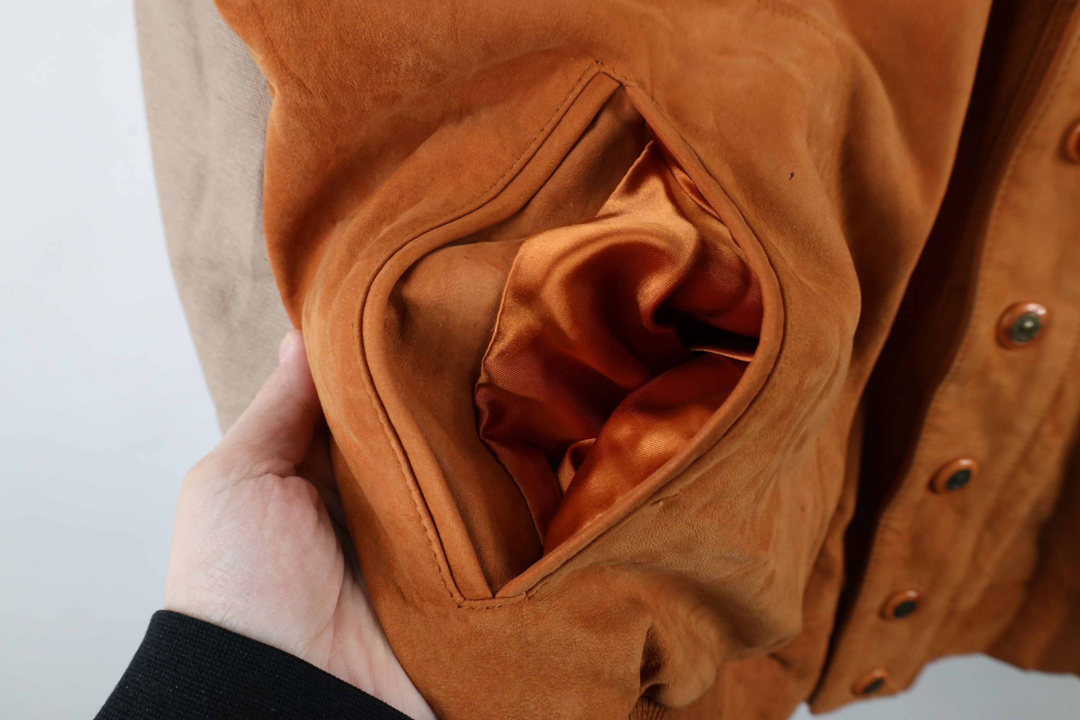 Vintage Vintage 90s Streetwear Leather Button Varsity Jacket Orange Size US XL / EU 56 / 4 - 7 Thumbnail
