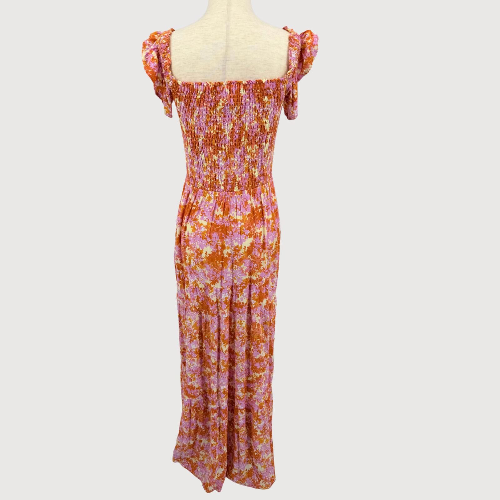 Other Anthropologie L Space Lucia Smocked Maxi Dress Orange/Yellow Size L / US 10 / IT 46 - 4 Thumbnail