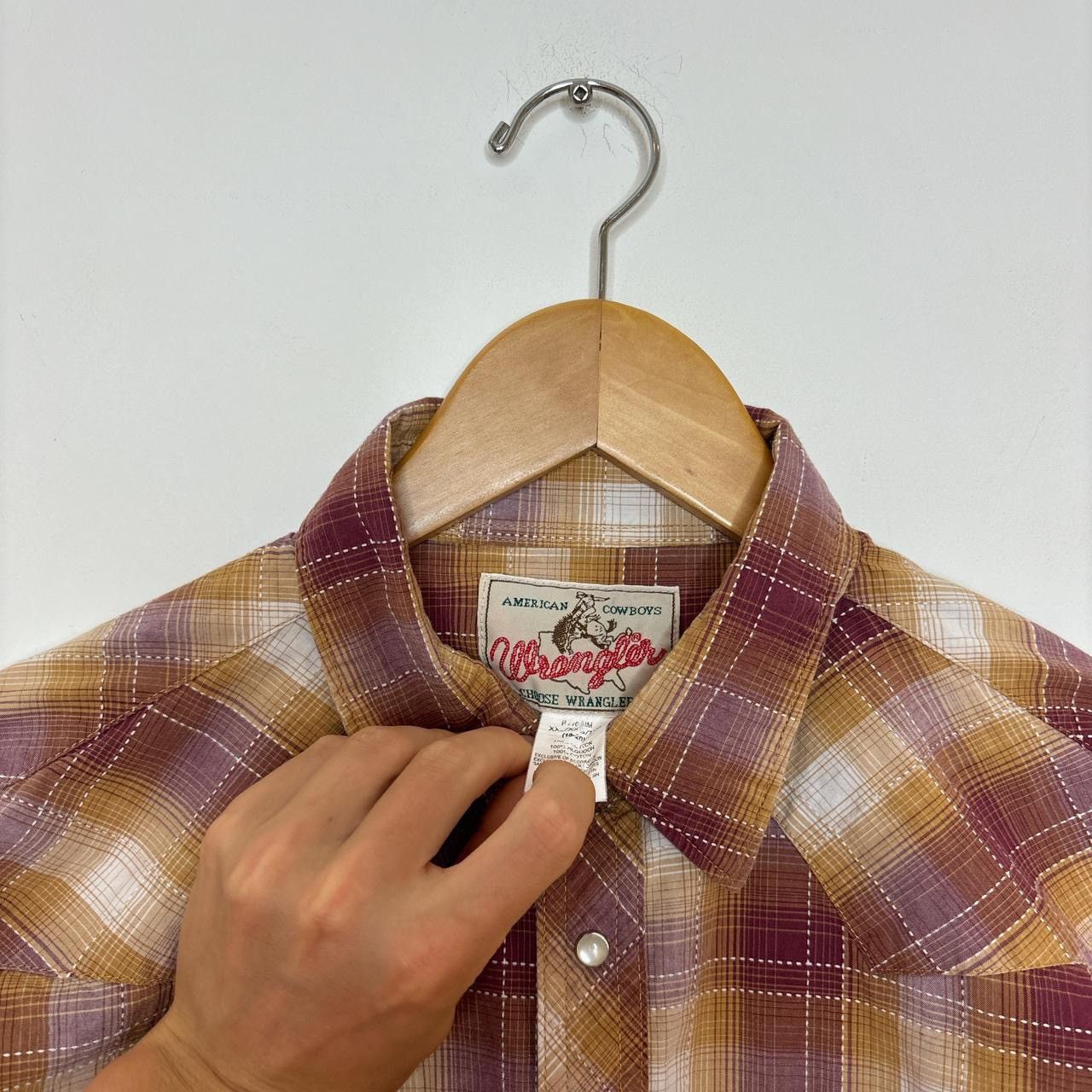 Vintage Vintage Wrangler Pearl Snap Button Up Flannel Size US S / EU 44-46 / 1 - 2 Thumbnail