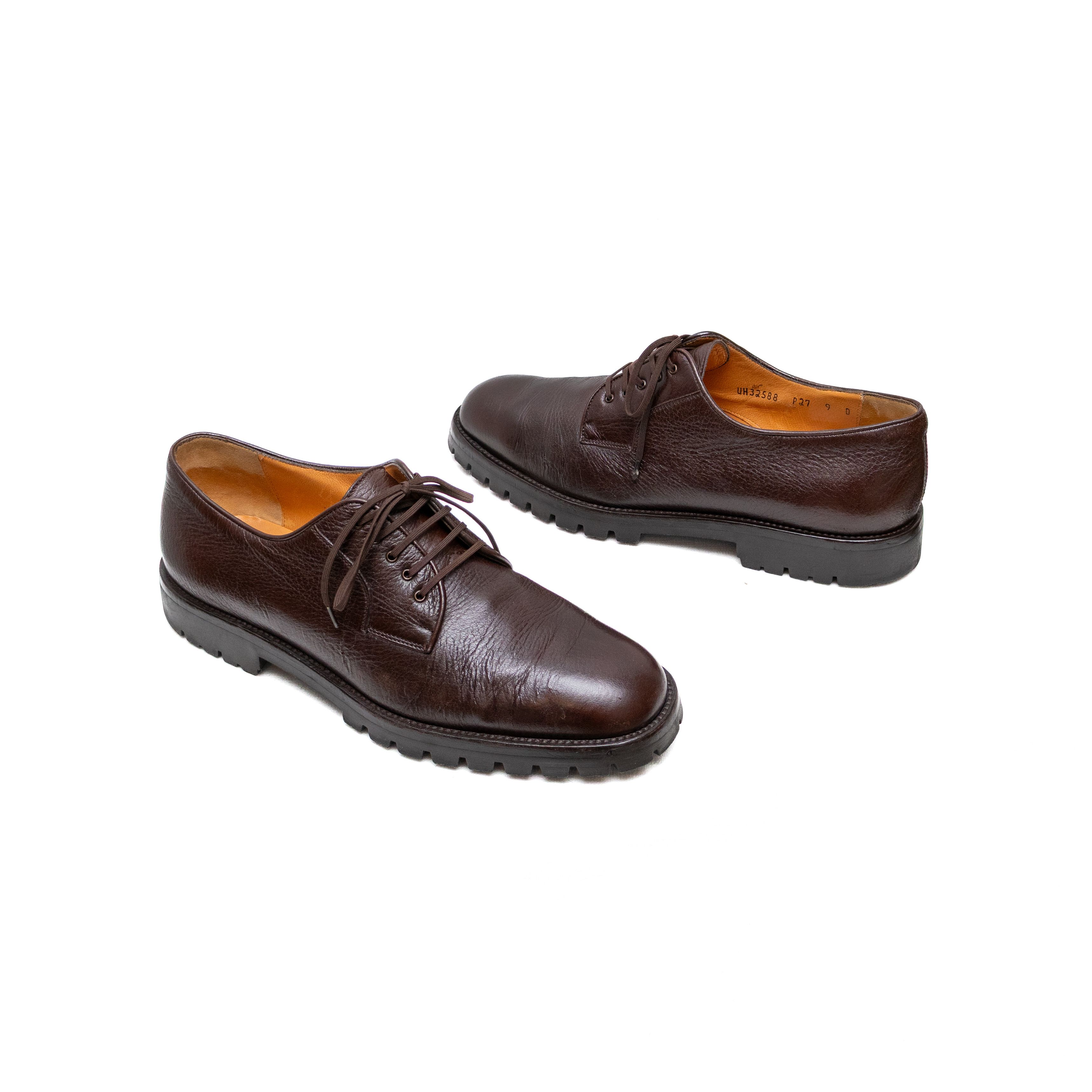 Salvatore Ferragamo Salvatore Ferragamo Brown Leather Derby Shoes US 9D Lug Sole Size US 9 / EU 42 - 1 Thumbnail