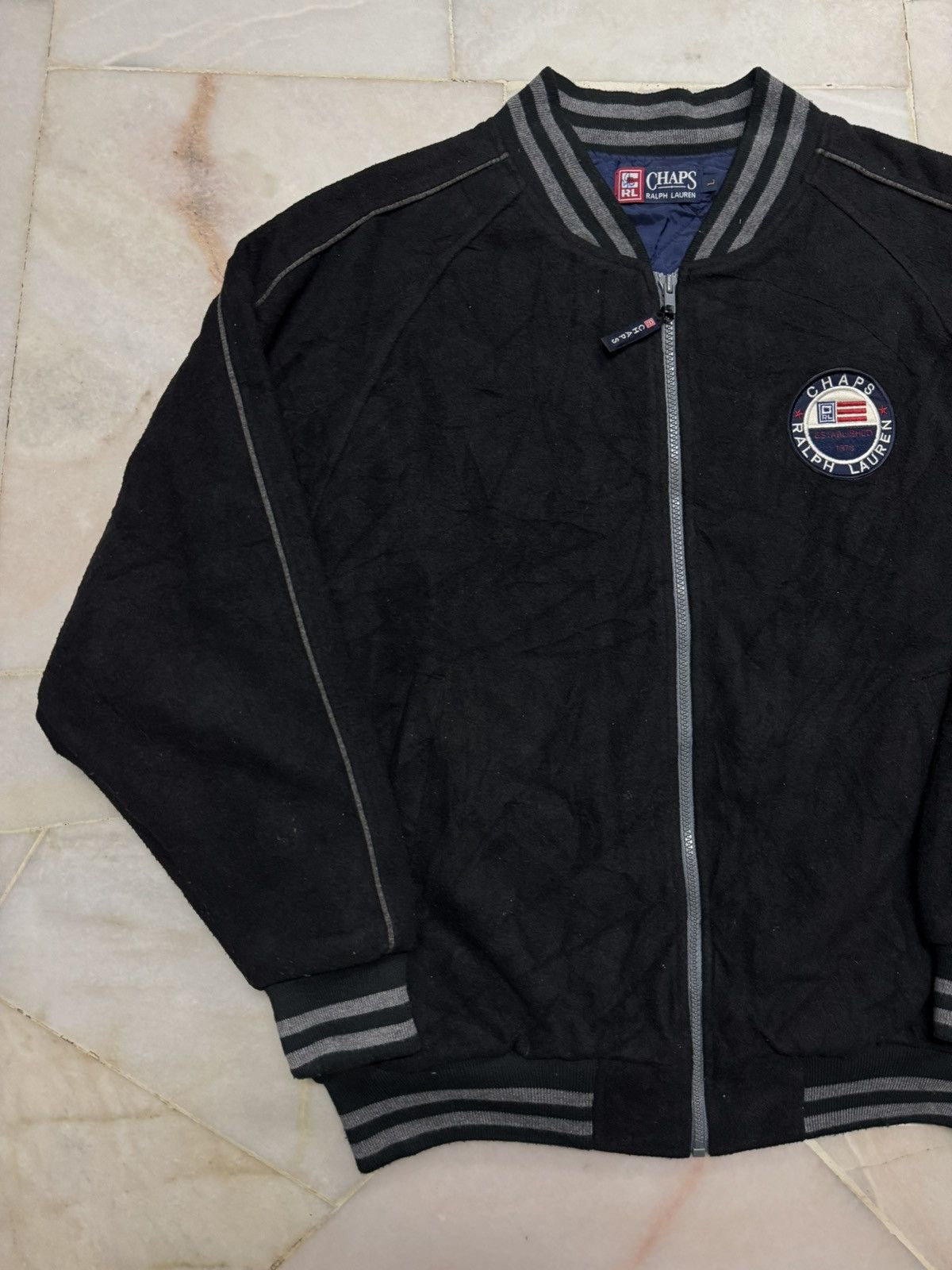 Vintage 💥VINTAGE 90's BASIC JACKET CHAPS RALPH LAUREN SHERPA BLACK Size US L / EU 52-54 / 3 - 5 Thumbnail