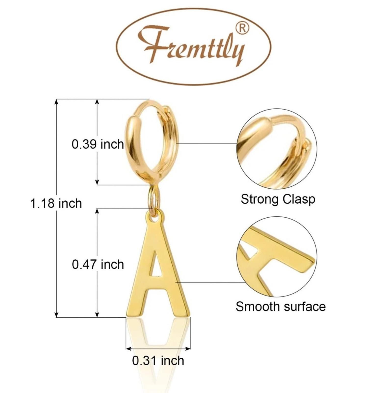 Other 14K Gold Plated Dainty Initial Dangle Earrings Letter "R" Size ONE SIZE - 4 Thumbnail