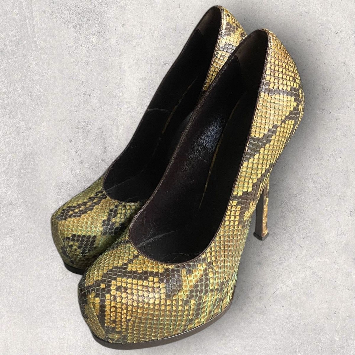 Saint Laurent Paris × Yves Saint Laurent YSL Python Tribtoo Platform Pump Size US 7.5 / IT 37.5 - 2 Thumbnail